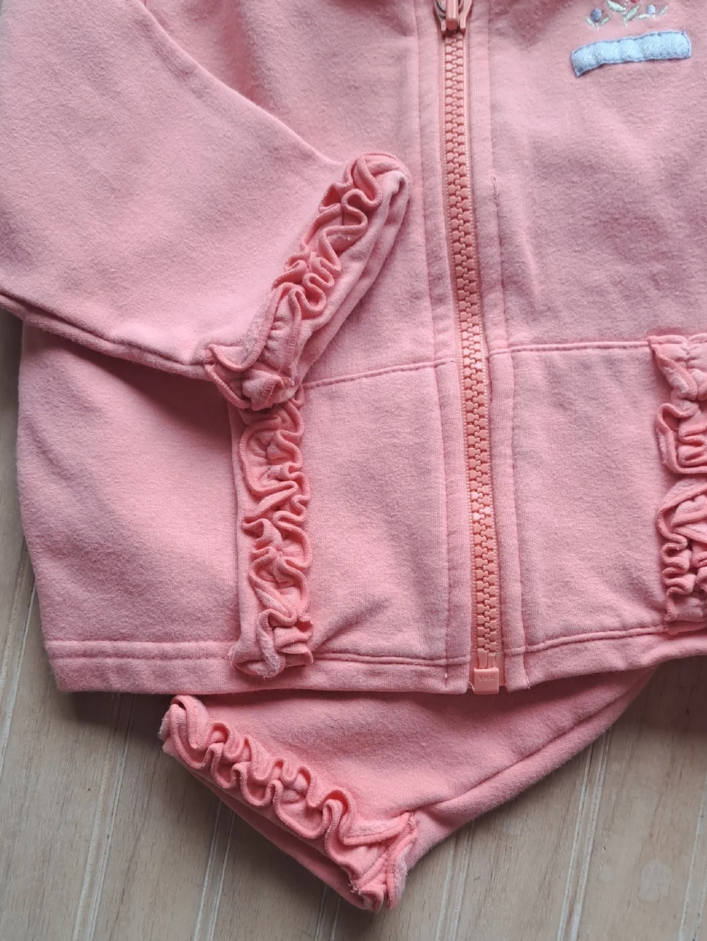 Cherokee Baby Pink Ruffle Hooded Comfy 2-Piece Outfit Set Infant Cotton Blend